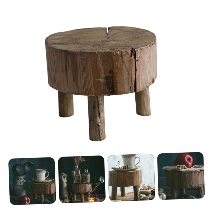 Retro Wooden Stool for Home Decor Display Solid Craftsmanship Small Item Stand 11 Inches - Image 5