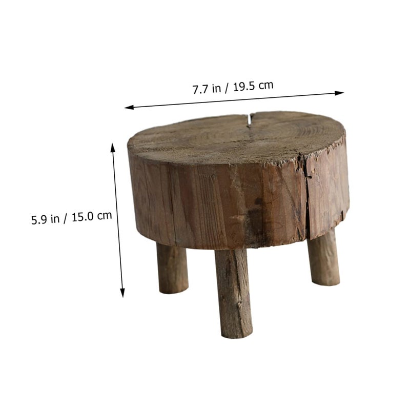 Retro Wooden Stool for Home Decor Display Solid Craftsmanship Small Item Stand 11 Inches - Image 3