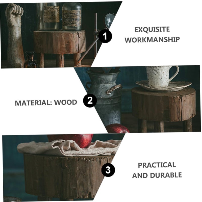 Retro Wooden Stool for Home Decor Display Solid Craftsmanship Small Item Stand 11 Inches - Image 4