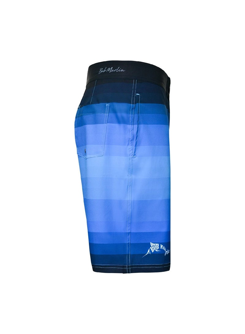 BOB MARLIN Bob Marlin Performance Board Shorts Swimming Trunks Quick Dry Blue Stripey  - Image 3