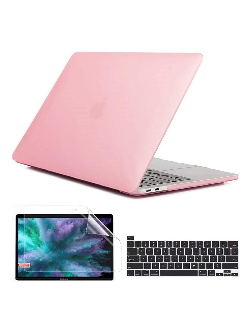 أمم حافظة صلبة بتصميم أمريكي لوحة مفاتيح إنجليزية وواقي شاشة متوافق مع أبل ماك بوك برو موديل 16 بوصة إصدار إيه 2141 2019 وردي - Image 1