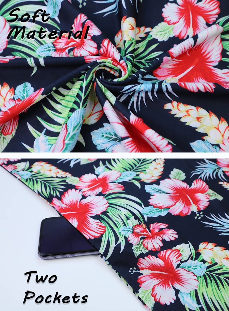 SimpleFun Plus Size Sundresses for Women Casual Beach Tank Dress Knee Length Easter Dress Tropical Rose,3XL - Image 4