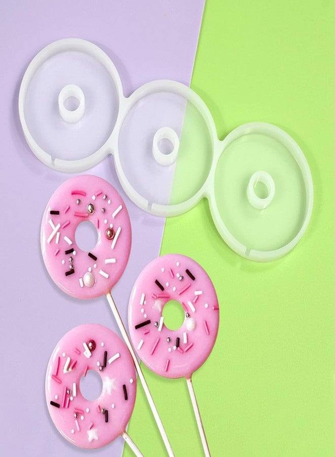 mostsom Silicone Lollipop Mold,Love Wings/Heart/Round Shape Mold,Cake Lollipop Fondant Mold,For Making Lollipop Chocolate Candy Cookie,Hard Candy,No Sticks 2PCS (A Hollow Round) - Image 2