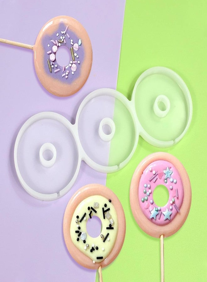 mostsom Silicone Lollipop Mold,Love Wings/Heart/Round Shape Mold,Cake Lollipop Fondant Mold,For Making Lollipop Chocolate Candy Cookie,Hard Candy,No Sticks 2PCS (A Hollow Round) - Image 1