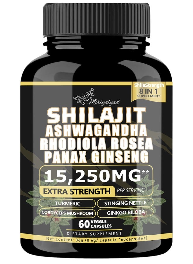 miriyalyad Shilajit Supplement - All-in-One Multivitamin Energy Booster - with Ashwagandha & 7+ Extra Strength Ingredients - 60 Capsules - Image 1
