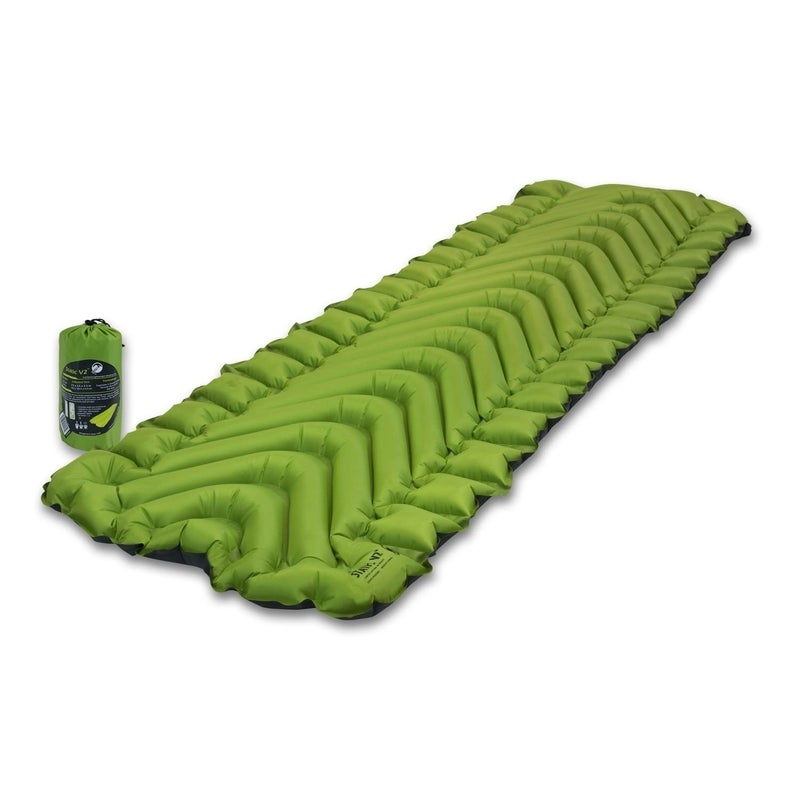 KLYMIT Static V2 Inflatable Sleeping Pad Portable Ultralight Easy to Inflate Foldable Air Bed for Camping Backpacking Hiking Green