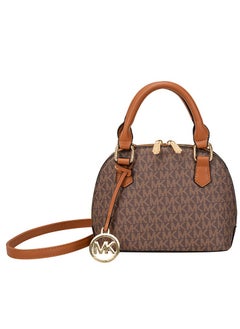 MK New Women's Fashion Texture MK Letter Medium Capacity Handbag Shoulder Bag-Brown  - Image 1