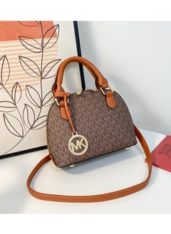 MK New Women's Fashion Texture MK Letter Medium Capacity Handbag Shoulder Bag-Brown  - Image 2