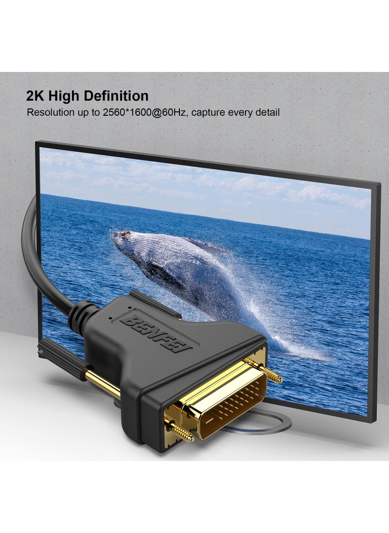 Benfei BENFEI DVI to DVI Cable, 1.8 Meter DVI-D 24+1 Gold Plated Cable, Dual Link Support High Resolution 2560x1600 for Gaming, DVD, Laptop, HDTV  - Image 2