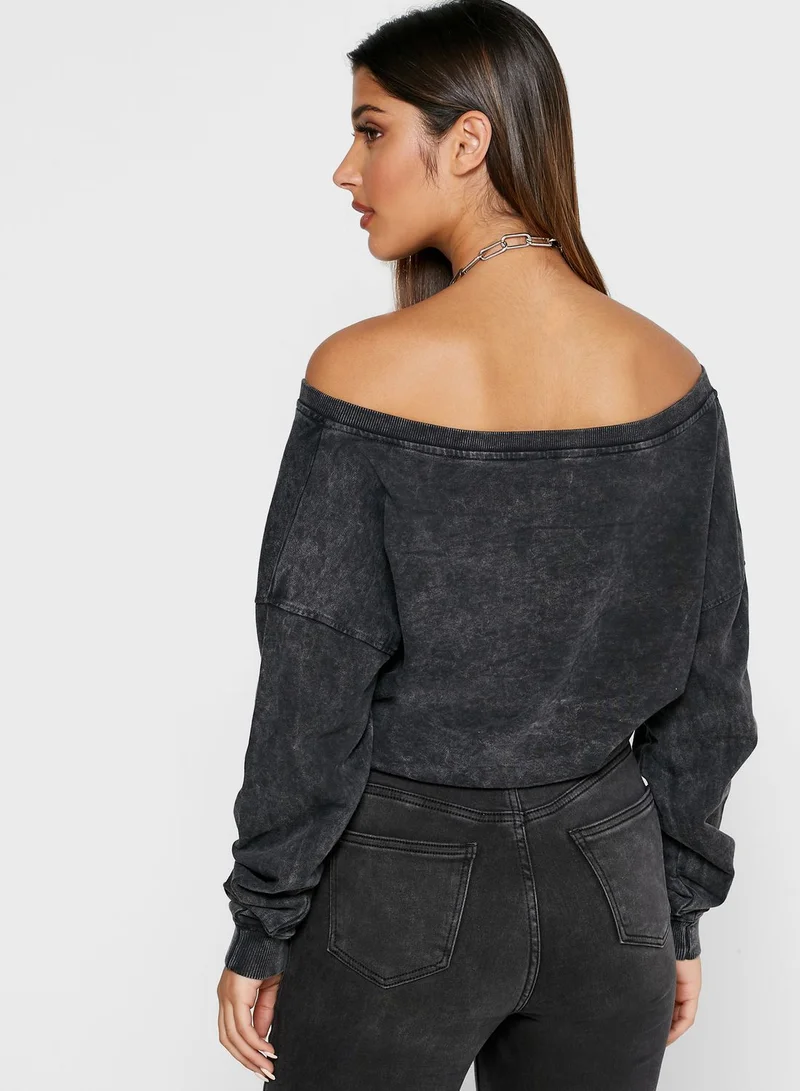 PUBLIC DESIRE Off-shoulder Crop Sweatshirt