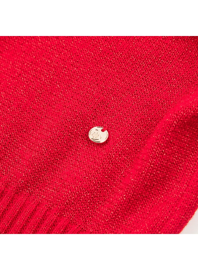 Souhait Souhait Girls' Knitted Dress Spring Children's Chinese Red Dress - Image 2