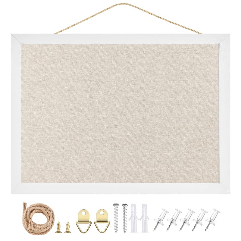 TORASO Linen Bulletin Board,Cork Board for Walls,10.2"x14.2"Small Bulletin Boards,Pin Board for Home Kitchen Office Decorative,Fabric Bulletin Board(WH-2636) - Image 2