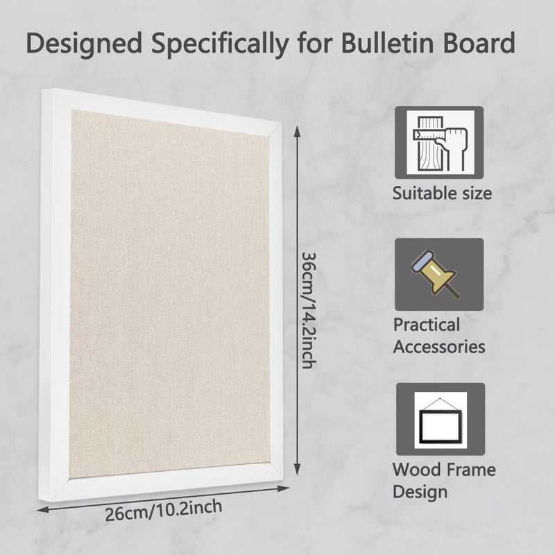 TORASO Linen Bulletin Board,Cork Board for Walls,10.2"x14.2"Small Bulletin Boards,Pin Board for Home Kitchen Office Decorative,Fabric Bulletin Board(WH-2636) - Image 3