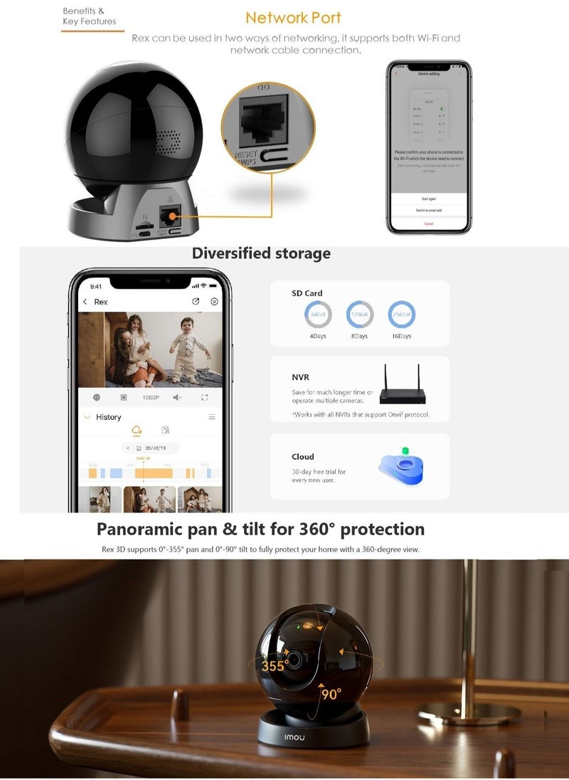 IMOU - IMOU Rex 3D IP Camera 5MP/3K Indoor Human Pet Detection Two-way Talk 360º WIFI Smart Home Smart Tracking Night Vision - Image 1