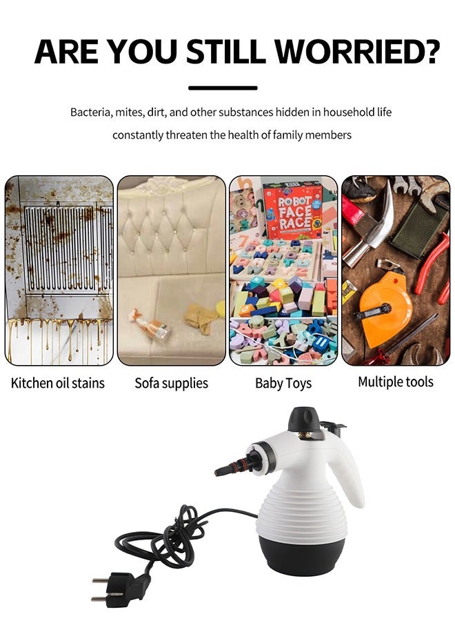 DUNISO Handheld steam cleaner, mop type high temperature pressurized steam cleaner, 1050W, with safety lock and 13PCS accessories, suitable for range hoods, gas stoves, glass, doors and windows, sofas  - Image 5