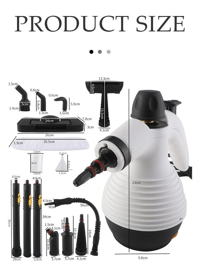 DUNISO Handheld steam cleaner, mop type high temperature pressurized steam cleaner, 1050W, with safety lock and 13PCS accessories, suitable for range hoods, gas stoves, glass, doors and windows, sofas  - Image 3