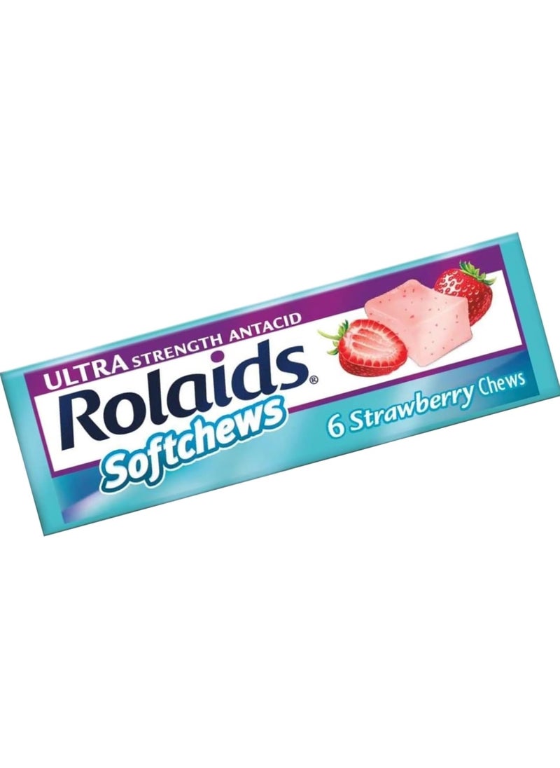 Rolaids Rolaids Ultra Strength Antacid Softchews, 6 Strawberry Chews (Pack of 12). Travel Antacid Chews for Your Needs 