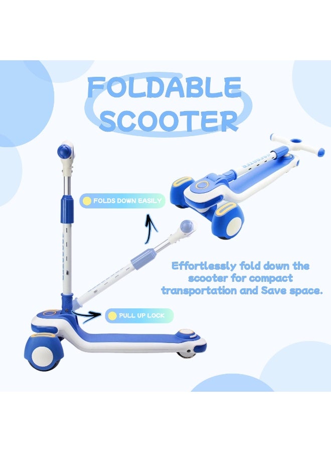 EASY FUTURE Kids Scooter with Music, Foldable Design, Height-Adjustable Handle, LED PU Wheels & Rear Brake – Ideal for 3–8 Years Including Protective Gear Set - Image 2