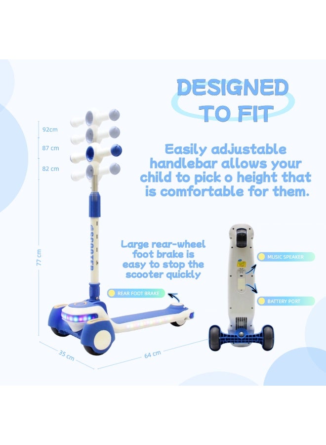 EASY FUTURE Kids Scooter with Music, Foldable Design, Height-Adjustable Handle, LED PU Wheels & Rear Brake – Ideal for 3–8 Years Including Protective Gear Set - Image 3