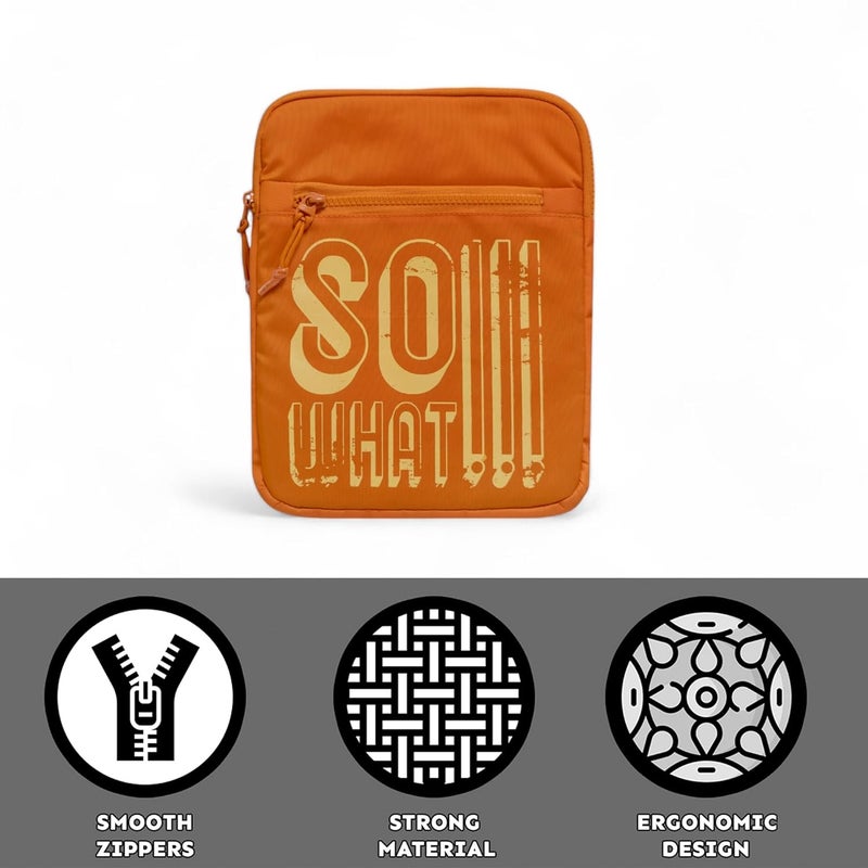 QIPS Tablet Sleeve Bag for up to 12-Inch Tablets – Water-Resistant PU-Coated Case with Front Pocket – Lightweight iPad & Tablet Cover for Work, School & Travel – Slim Protective Design (Orange) - Image 5