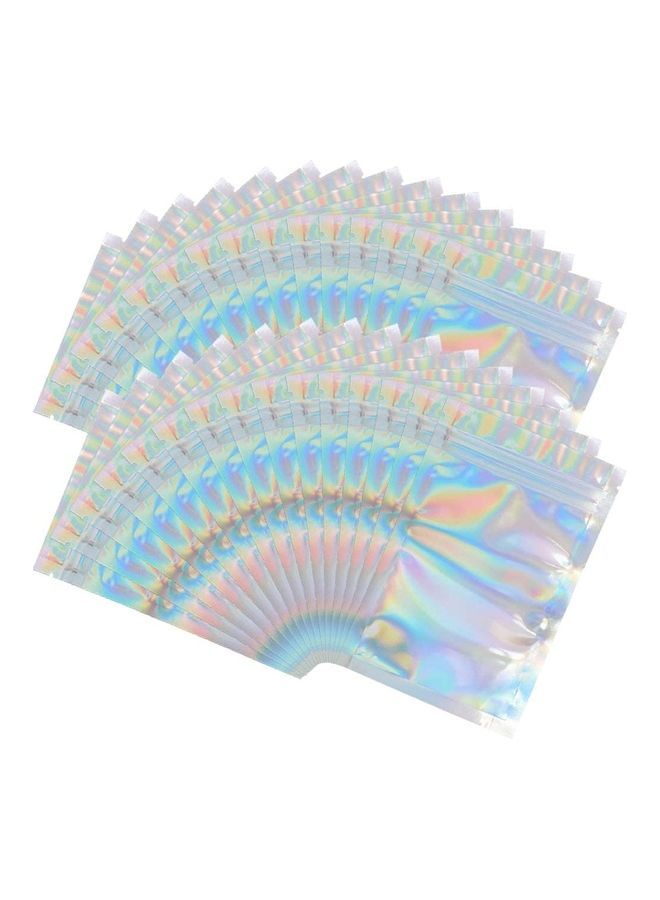 NIBEMINENT 100-Piece Resealable Smell Proof Bag Set Clear/Silver/Blue 10x15cm