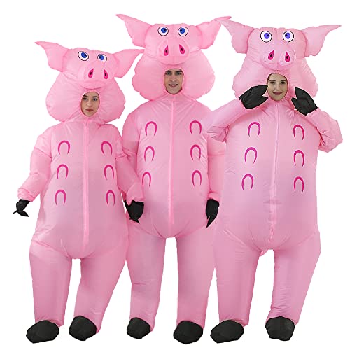 JASHKE Inflatable Pig Costume - Adult Pink Pig Blow Up Costume - Image 2