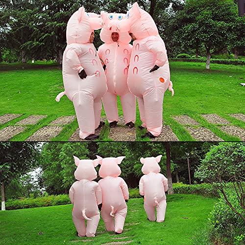 JASHKE Inflatable Pig Costume - Adult Pink Pig Blow Up Costume - Image 5