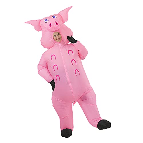 JASHKE Inflatable Pig Costume - Adult Pink Pig Blow Up Costume - Image 3