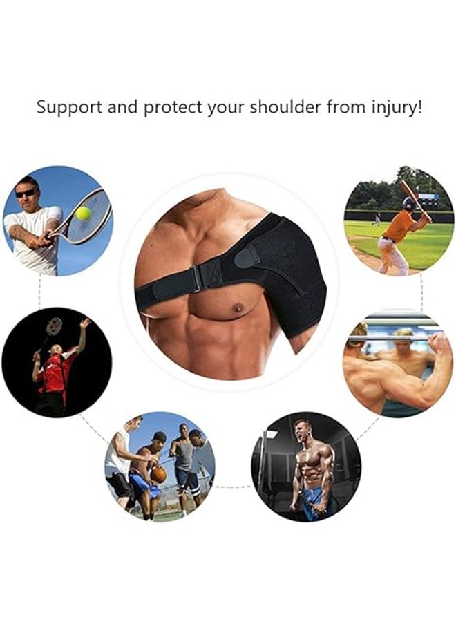 دعامة كتف مزودة بوسادة ضغط للرجال والنساء، دعامة كتف قابلة للتعديل لعلاج تمزق الكفة المدورة، والتهاب الأوتار، والخلع، ومشاكل مفصل الترقوة الأخرمي، والتهاب الجراب، وتمزق الغضروف المفصلي، والألم، تناسب الكتف الأيمن أو الأيسر - Image 4