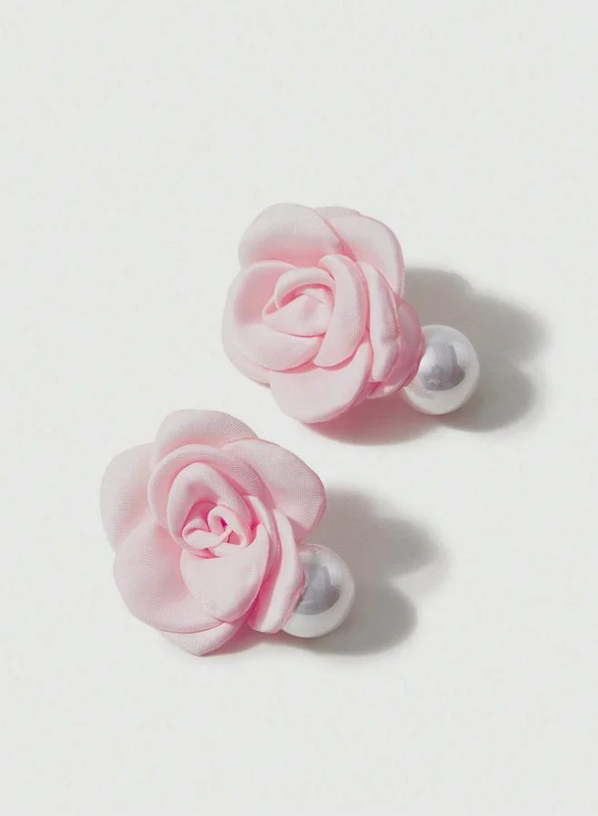 Take Two Pink Floral and Pearl Stud Earrings