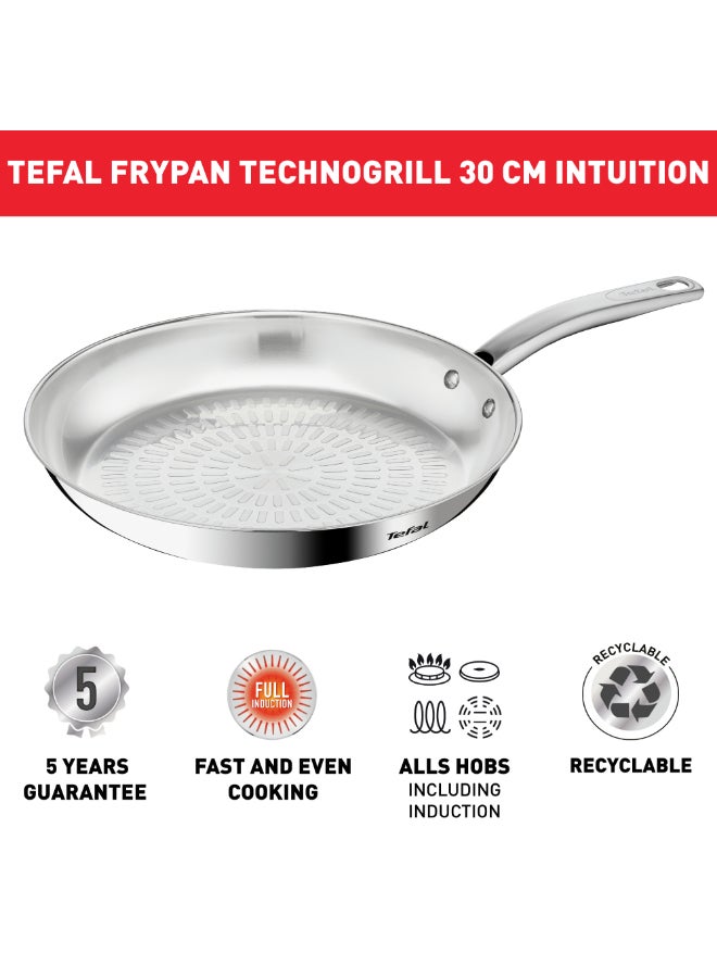 تيفال TEFAL Intuition مقلاة 28 سم | ستانلس ستيل ممتاز 18/10 | تحمير مثالي | سهل التحرير | مقبض قوي | مناسب للحث الحراري | ضمان سنتين | B8590635 - Image 3