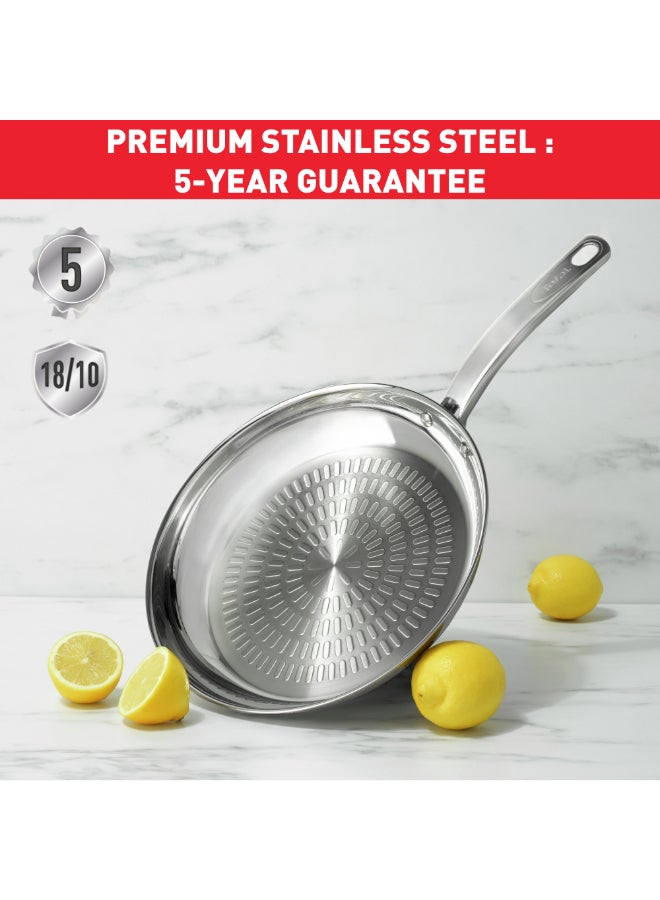 تيفال TEFAL Intuition مقلاة 28 سم | ستانلس ستيل ممتاز 18/10 | تحمير مثالي | سهل التحرير | مقبض قوي | مناسب للحث الحراري | ضمان سنتين | B8590635 - Image 4