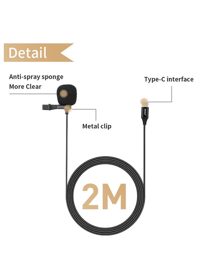 Jmary - Jmary MC-R2 2m Lavalier Microphone with Type-C Interface - Black - Image 1