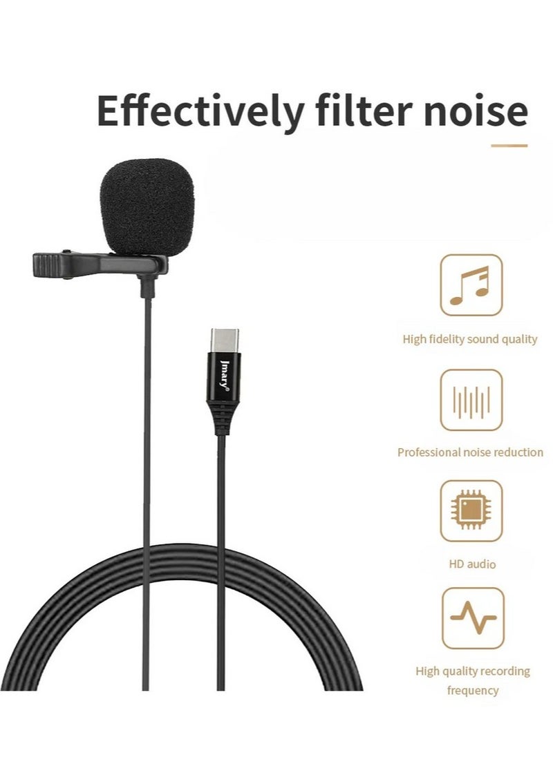 Jmary - Jmary MC-R2 2m Lavalier Microphone with Type-C Interface - Black - Image 1