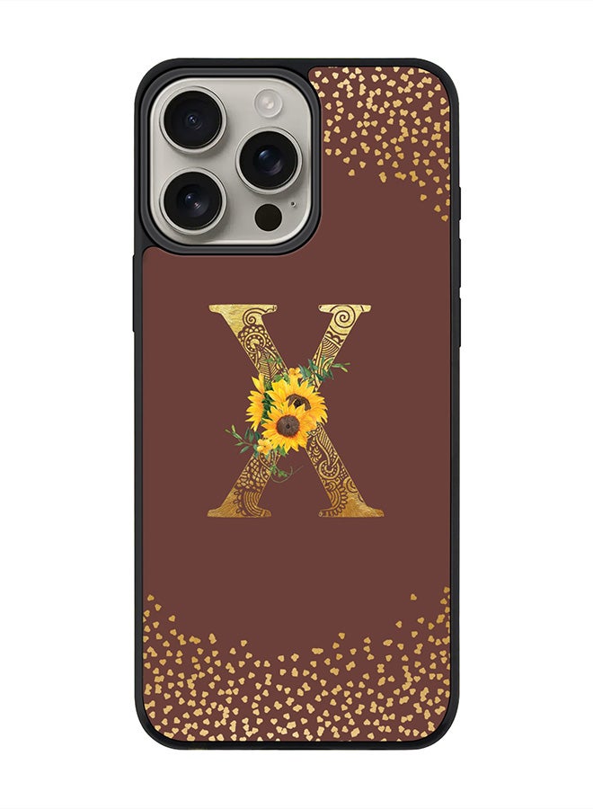 Stylizedd For iPhone 16 Pro Max Case [Compatible with MagSafe] Slim Magnetic cover Phone Case iPhone 16 Pro Max -Custom Floral Monogram - X (Brown ) - Image 1