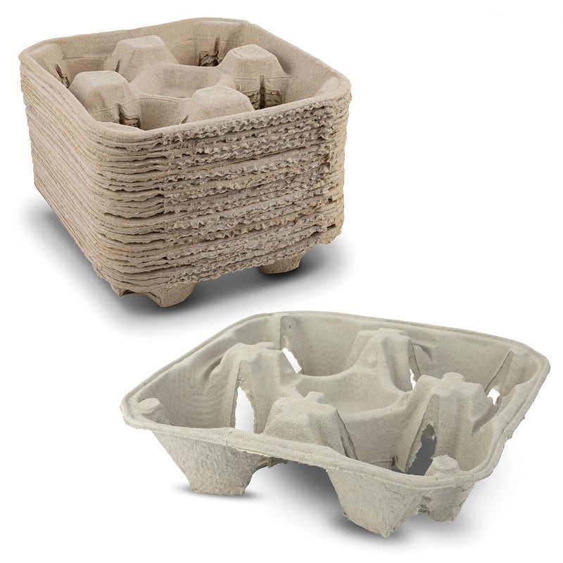 MT Products Pulp Fiber 4 Cup Drink Carrier 832 oz  Drink Holder for Delivery  Pack of 25