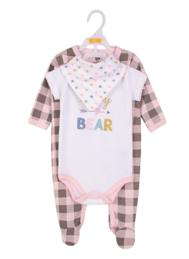 hudson baby Baby Layette Set 3 Piece Pink Lattice, 0 - 3 Months  - Image 2