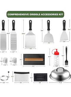 Hanayo Griddle Accessories Kit,18 Pcs Flat Top Grill Accessories Set for Blackstone and Camp Chef, Grill Spatula Set with Enlarged Spatulas, Basting Cover, Scraper for BBQ Griddle Grill Tools Set  - Image 2