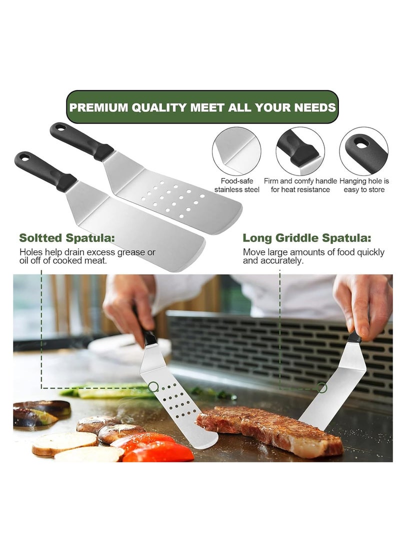 Hanayo Griddle Accessories Kit,18 Pcs Flat Top Grill Accessories Set for Blackstone and Camp Chef, Grill Spatula Set with Enlarged Spatulas, Basting Cover, Scraper for BBQ Griddle Grill Tools Set  - Image 4