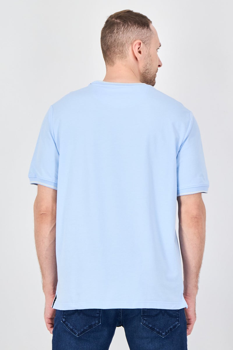 Palm Beach Men Crew Neck Plain Short Sleeve T-Shirt, Light Blue - Image 3
