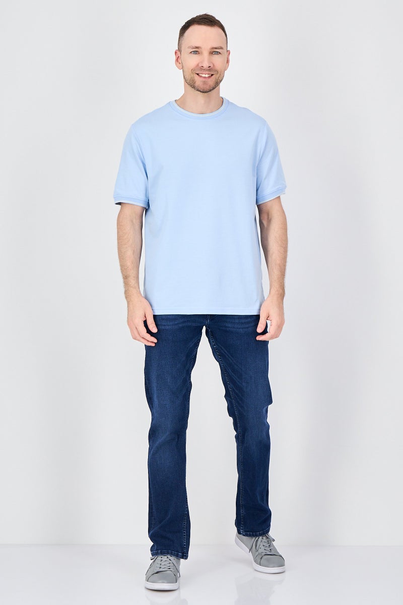 Palm Beach Men Crew Neck Plain Short Sleeve T-Shirt, Light Blue - Image 4