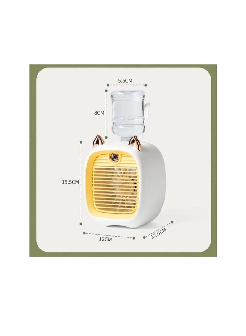 مبرد هواء صغير بتصميم قطة لطيفة مع رذاذ ماء | يعمل بمنفذ USB، ضباب ثلجي نانوي، مروحة مكتب محمولة - Image 1