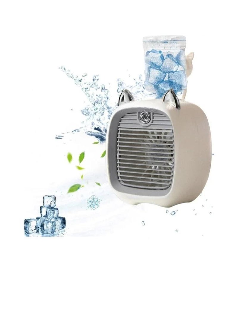 مبرد هواء صغير بتصميم قطة لطيفة مع رذاذ ماء | يعمل بمنفذ USB، ضباب ثلجي نانوي، مروحة مكتب محمولة - Image 2