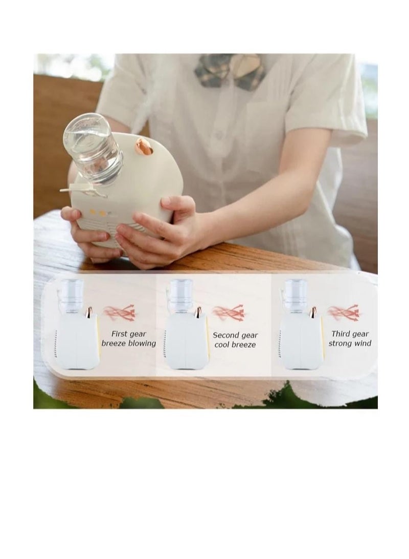 مبرد هواء صغير بتصميم قطة لطيفة مع رذاذ ماء | يعمل بمنفذ USB، ضباب ثلجي نانوي، مروحة مكتب محمولة - Image 3