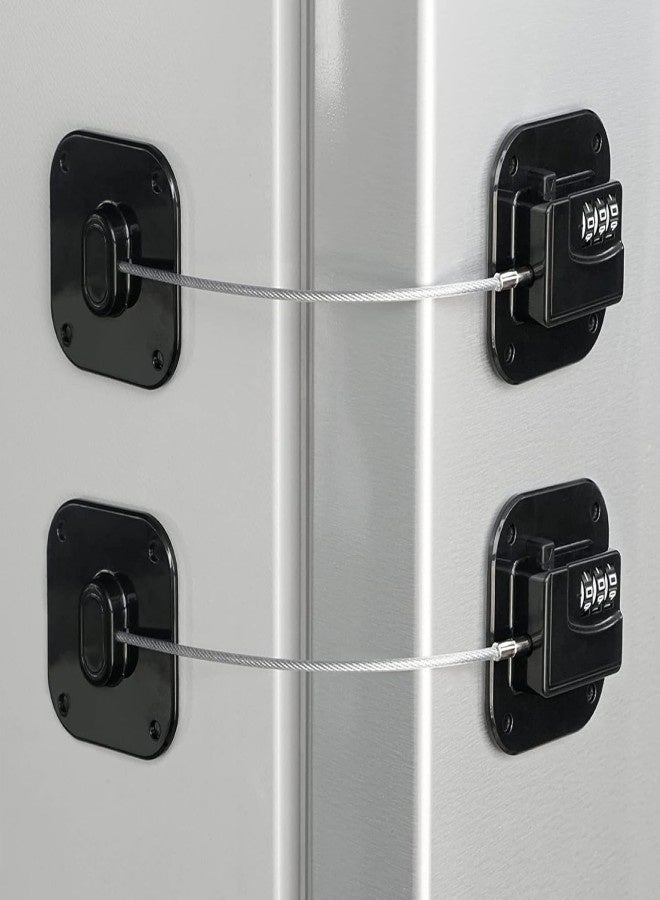 Refrigerator Lock, Heavy Duty Fridge Lock, Combination Lock for Refrigerator Cabinets, Drawers, Safety, Easy Install No Keys Needed (Black-2Pack) - Image 1