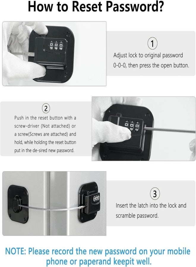 Refrigerator Lock, Heavy Duty Fridge Lock, Combination Lock for Refrigerator Cabinets, Drawers, Safety, Easy Install No Keys Needed (Black-2Pack) - Image 3