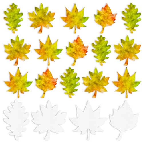 Watersay 100 Pcs Color Diffusing Paper Leaves Fall Color Diffusing Watercolor Crafts Maple Leaf for Fall Classroom Bulletin Board Decorations Autumn Arts and Crafts 4 Styles - Image 1