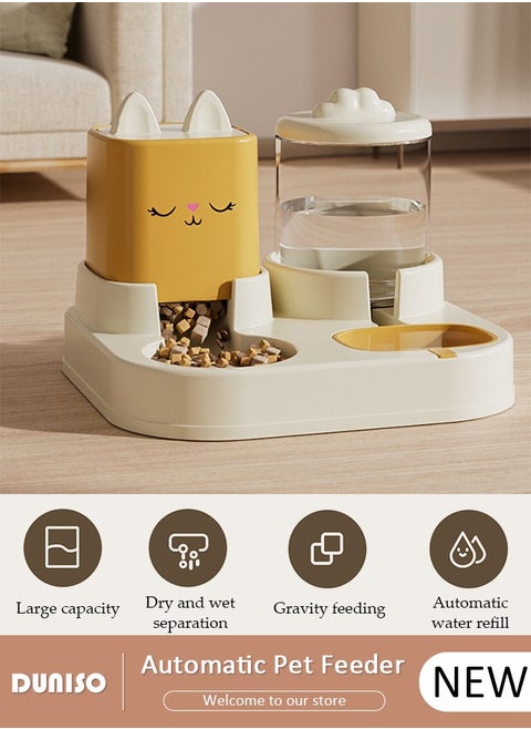Automatic Pet Feeder, Gravity Cat Dog Food Feeder and Water Dispenser Set, Anti-slip Automatic Feeder Waterer Food Dispenser for Large & Small Dog Cat Puppy Kitten Feeder