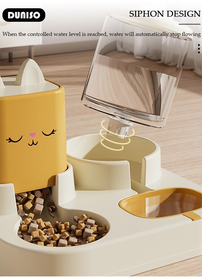 Automatic Pet Feeder, Gravity Cat Dog Food Feeder and Water Dispenser Set, Anti-slip Automatic Feeder Waterer Food Dispenser for Large & Small Dog Cat Puppy Kitten Feeder