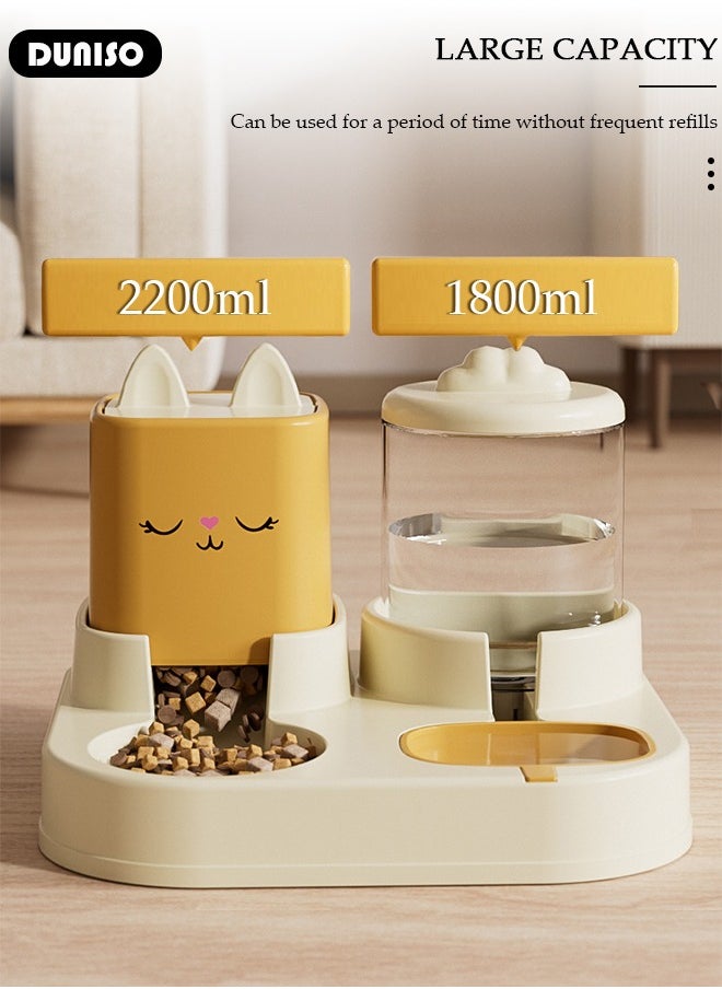 Automatic Pet Feeder, Gravity Cat Dog Food Feeder and Water Dispenser Set, Anti-slip Automatic Feeder Waterer Food Dispenser for Large & Small Dog Cat Puppy Kitten Feeder